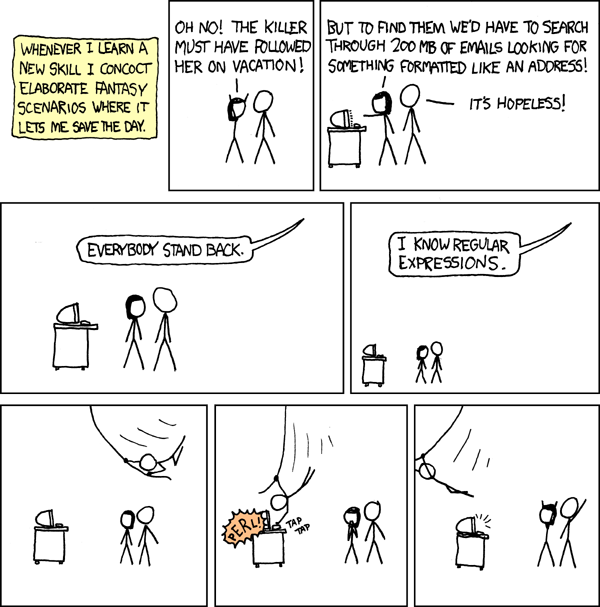 XKCD comic 208, everybody stand back, I know regular expressions